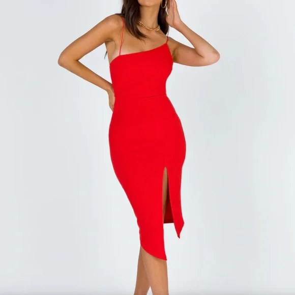 princess polly red midi dress F erica Plunge Maxi Dress Red | Red | Womens